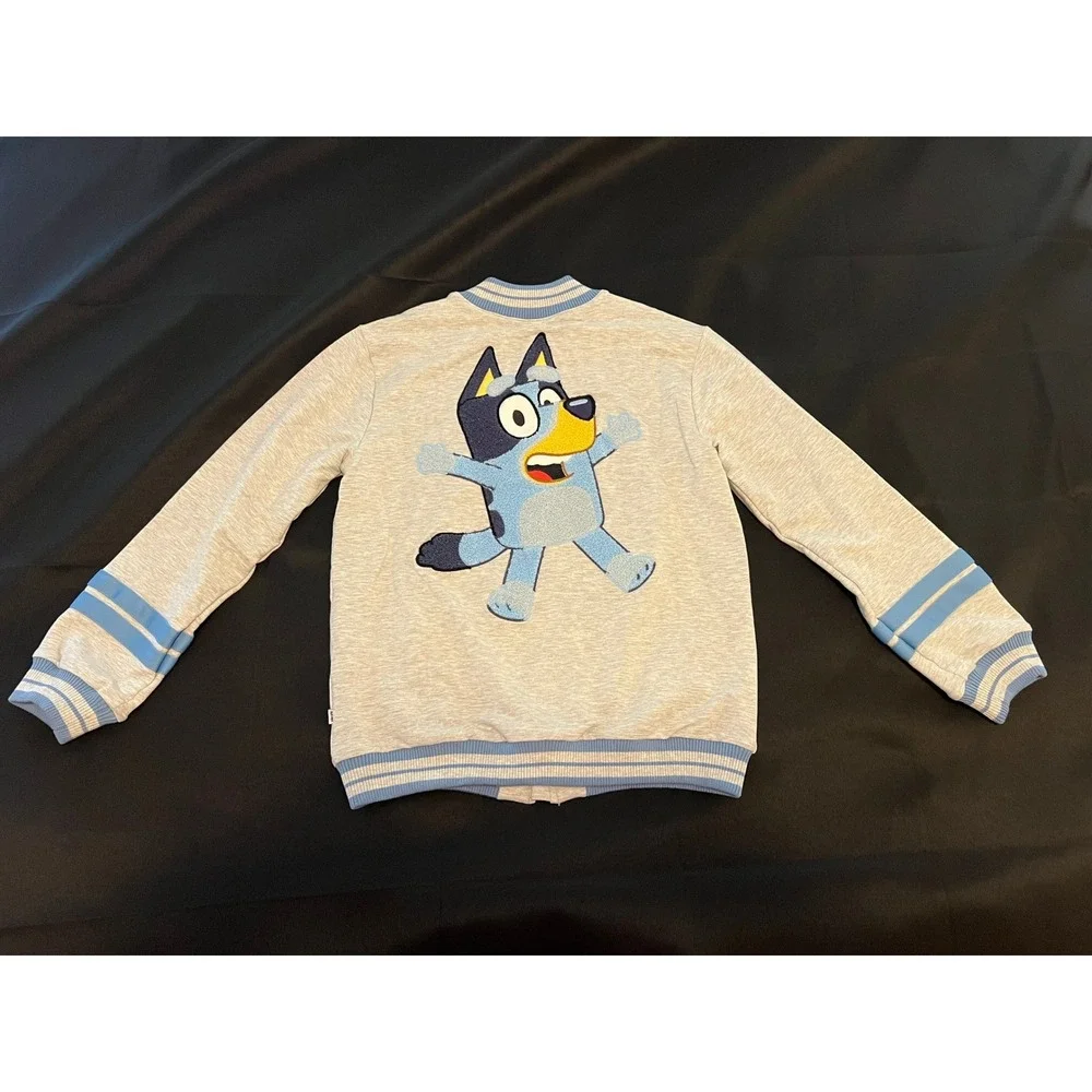 Little Sleepies Bluey Play Collection Varsity Jacket Grey Blue Size 8 NWT‎